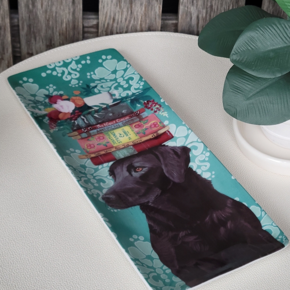 Greenbox Art & Culture Turquoise Floral Labrador Womens Best Friend Plate - Picture 9 of 14